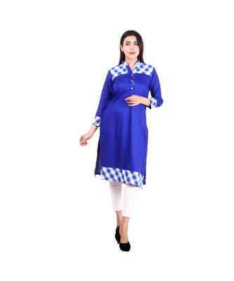 blue printed rayon kurti 1
