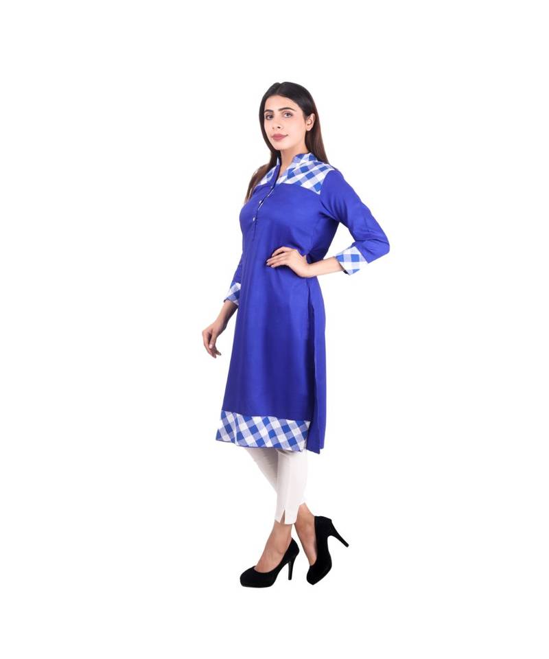 blue printed rayon kurti