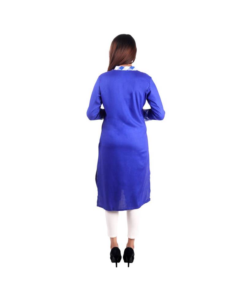 blue printed rayon kurti