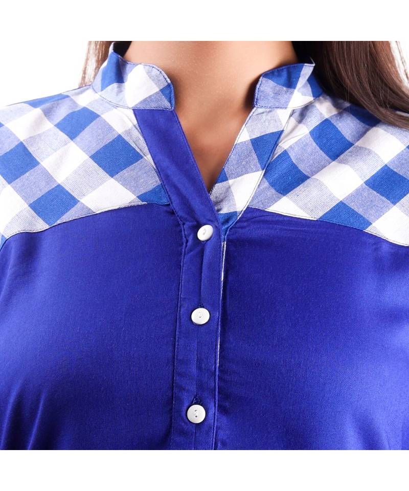 blue printed rayon kurti