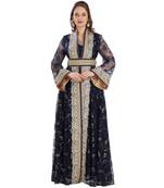 Blue Georgette Embroidered Zari Work Islamic Kaftan