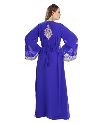 Blue Georgette Embroidered Zari Work Islamic Kaftan 2