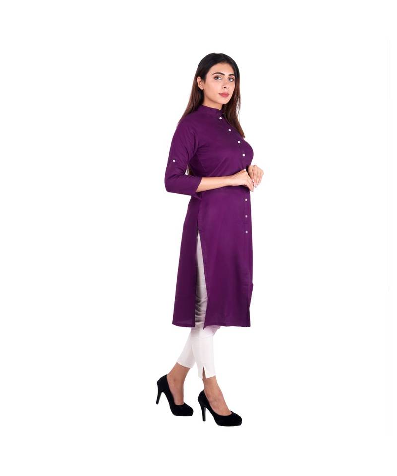 purple printed rayon kurti