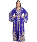 Blue Georgette Embroidered Zari Work Islamic Kaftan
