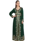Green Georgette Embroidered Zari Work Islamic Kaftan