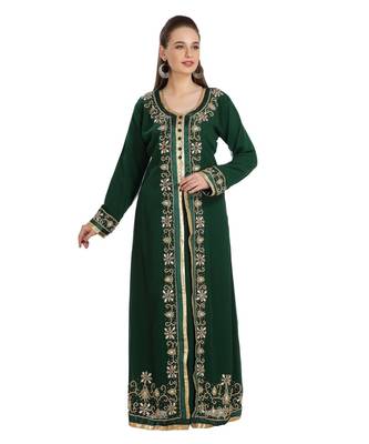 Green Georgette Embroidered Zari Work Islamic Kaftan 2