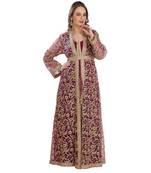 Maroon Georgette Embroidered Zari Work Islamic Kaftan