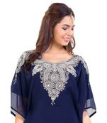 Blue Georgette Embroidered Zari Work Islamic Kaftan
