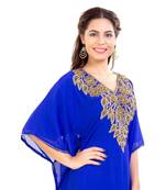 Blue Georgette Embroidered Zari Work Islamic Kaftan