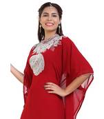 Red Georgette Embroidered Zari Work Islamic Kaftan