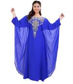 Blue Georgette Embroidered Zari Work Islamic Kaftan