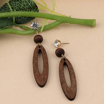 Designer  Wooden Light Weight Dangler Wooden Earrings For Girls And Women 2