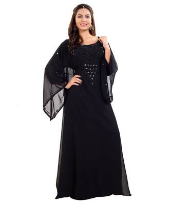 Black  Georgette Embroidered Zari Work Islamic Kaftan 1