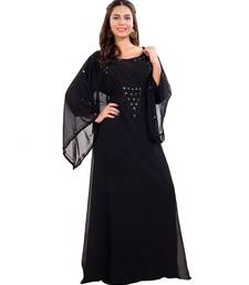 Black  Georgette Embroidered Zari Work Islamic Kaftan