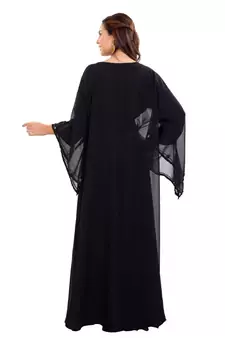 Black  Georgette Embroidered Zari Work Islamic Kaftan