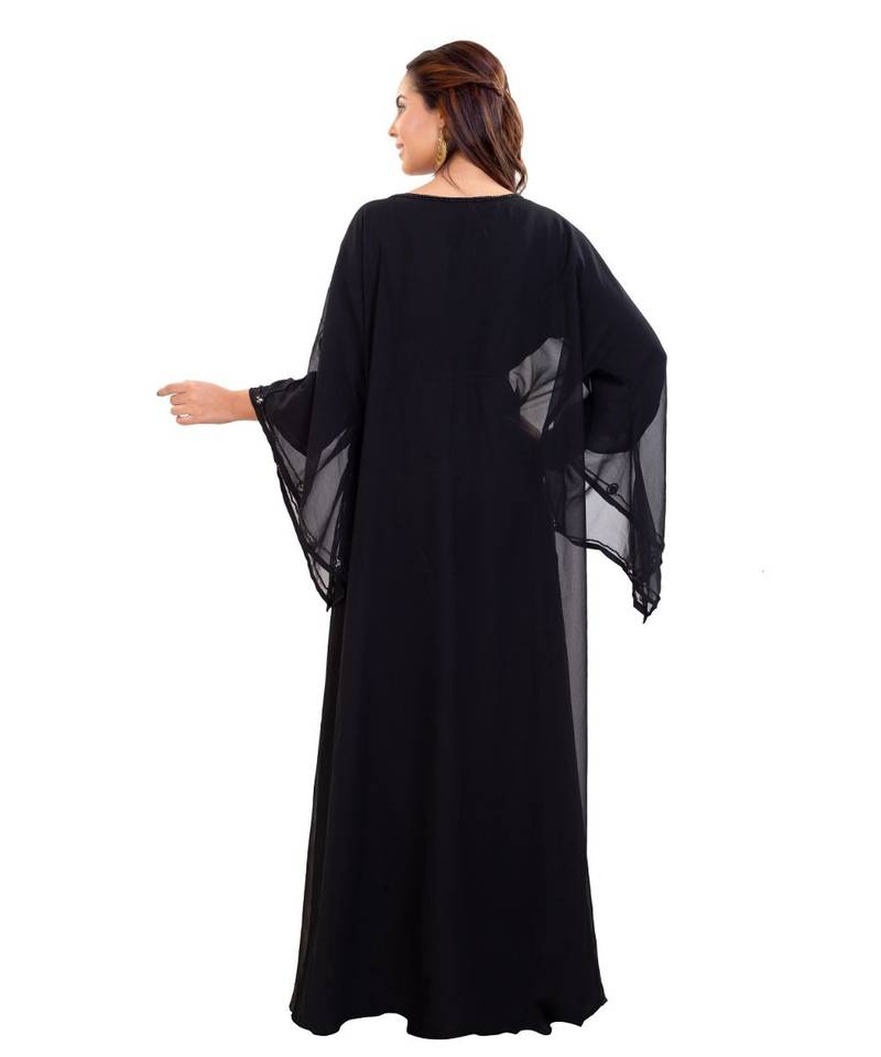 Black  Georgette Embroidered Zari Work Islamic Kaftan