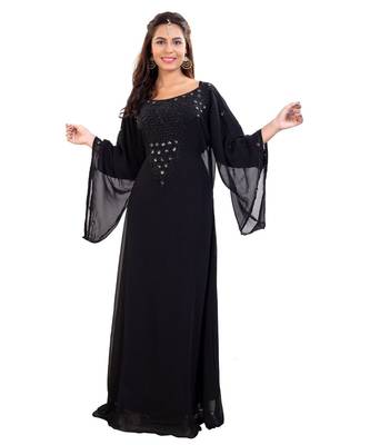 Black  Georgette Embroidered Zari Work Islamic Kaftan 4