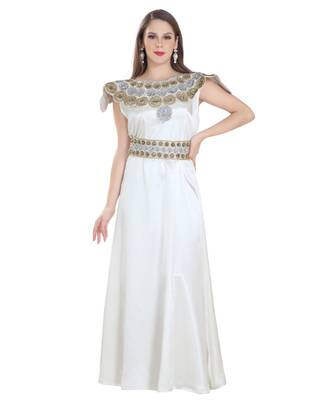 Olive Georgette Embroidered Zari Work Islamic Kaftan 3
