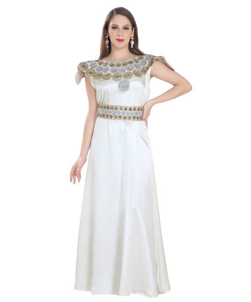 Olive Georgette Embroidered Zari Work Islamic Kaftan