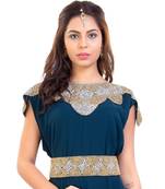 Blue Georgette Embroidered Zari Work Islamic Kaftan