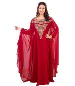 Red Georgette Embroidered Zari Work Islamic Kaftan
