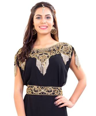 Black Georgette Embroidered Zari Work Islamic Kaftan 1