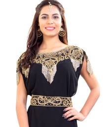 Black Georgette Embroidered Zari Work Islamic Kaftan