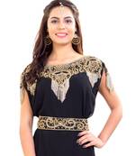 Black Georgette Embroidered Zari Work Islamic Kaftan