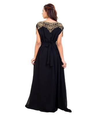 Black Georgette Embroidered Zari Work Islamic Kaftan 5
