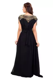 Black Georgette Embroidered Zari Work Islamic Kaftan