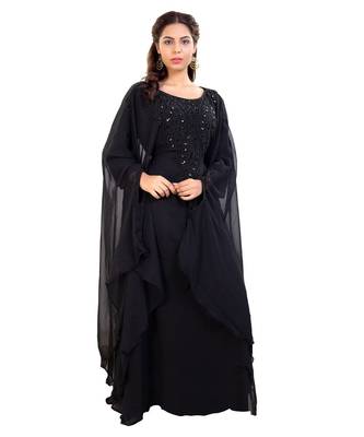 Black Georgette Embroidered Zari Work Islamic Kaftan 1