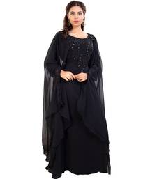 Black Georgette Embroidered Zari Work Islamic Kaftan
