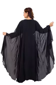 Black Georgette Embroidered Zari Work Islamic Kaftan