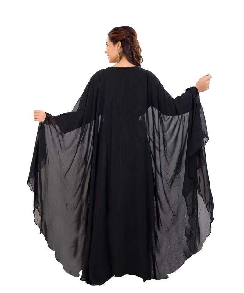 Black Georgette Embroidered Zari Work Islamic Kaftan