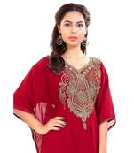 Red Georgette Embroidered Zari Work Islamic Kaftan