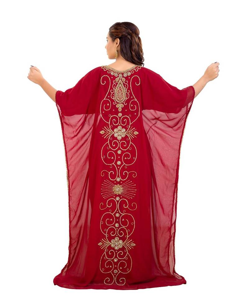 Red Georgette Embroidered Zari Work Islamic Kaftan