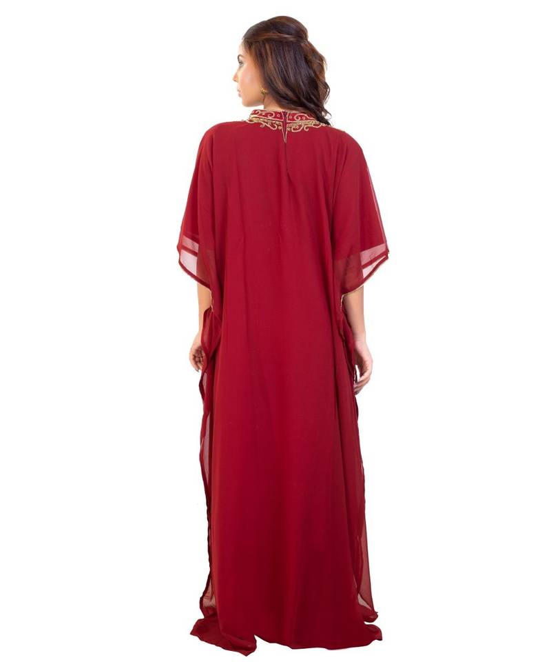 Red Georgette Embroidered Zari Work Islamic Kaftan