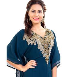 Blue Georgette Embroidered Zari Work Islamic Kaftan