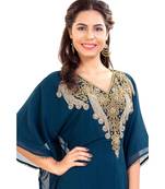 Blue Georgette Embroidered Zari Work Islamic Kaftan