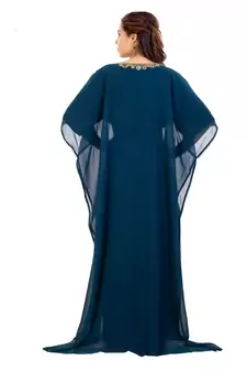 Blue Georgette Embroidered Zari Work Islamic Kaftan