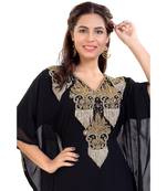 Black Georgette Embroidered Zari Work Islamic Kaftan
