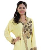 Yellow Georgette Embroidered Zari Work Kaftan