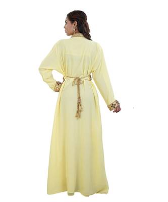 Yellow Georgette Embroidered Zari Work Kaftan 4