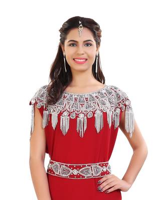 Red Georgette Embroidered Zari Work Islamic Kaftan 1