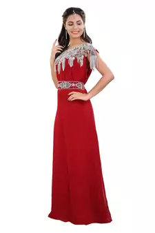 Red Georgette Embroidered Zari Work Islamic Kaftan