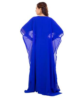 Blue Georgette Embroidered Zari Work Islamic Kaftan 2