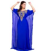 Blue Georgette Embroidered Zari Work Islamic Kaftan