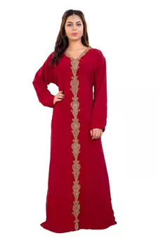 Red Georgette Embroidered Zari Work Islamic Kaftan