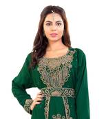 Green Georgette Embroidered Zari Work Islamic Kaftan
