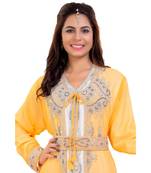 Yellow Georgette Embroidered Zari Work Islamic Kaftan